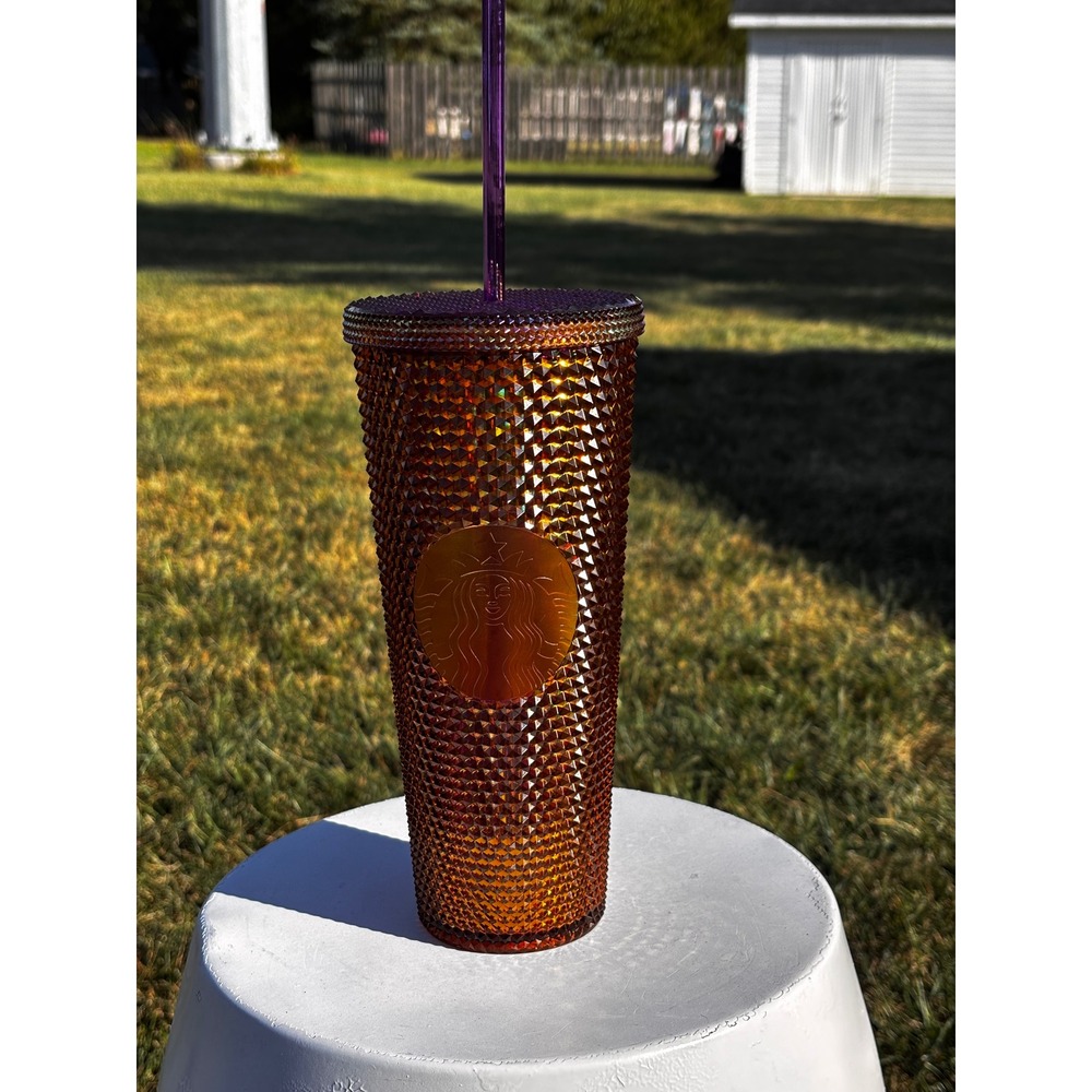 Starbucks 50th Anniversary‎ Studded 24 oz Tumbler Iridescent Amber Studded  Cup